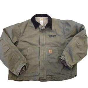 Carhartt Olive Green Jacket Size 2XL Fleece Lined